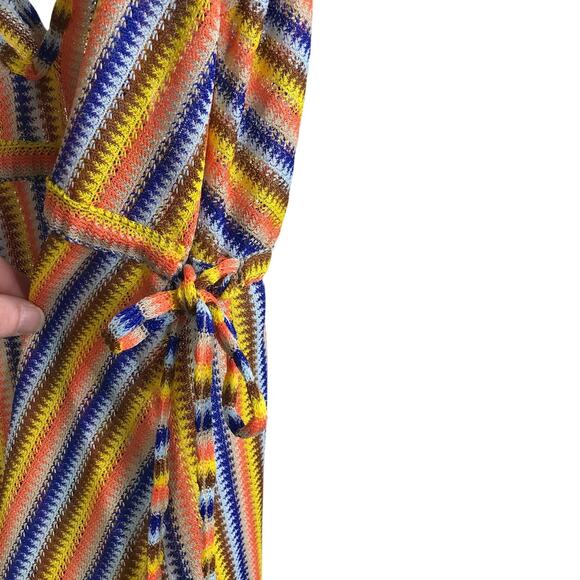 Lulifami Dress Womens Size XS Multi Color V-Neck / Back‎ Cover Up Tie Side Retro - Picture 3 of 9